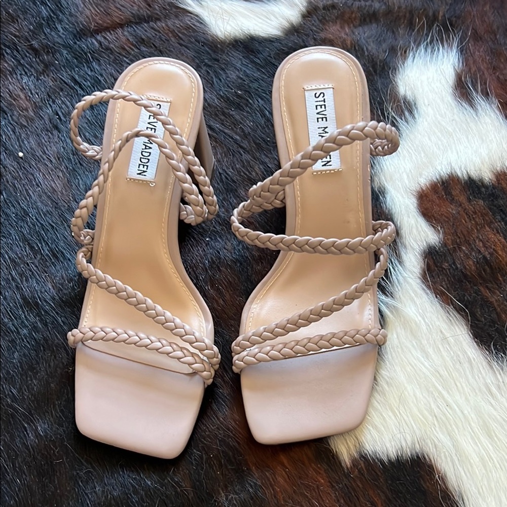 Steve Madden Tan Braided Strap Heels